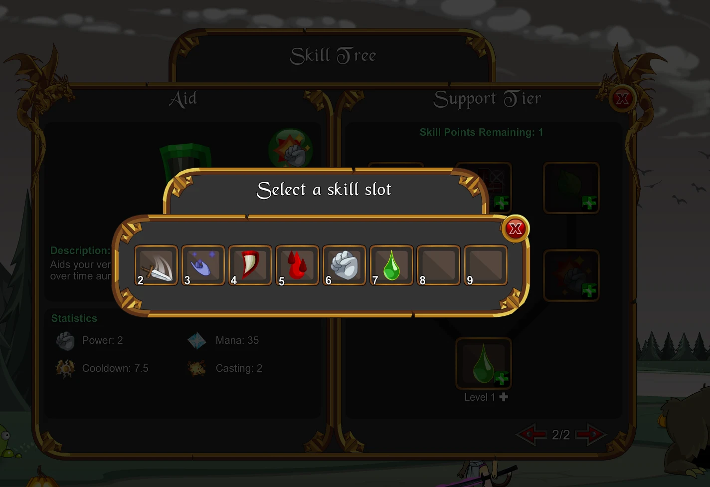 Choosing which slot a new skill goes into